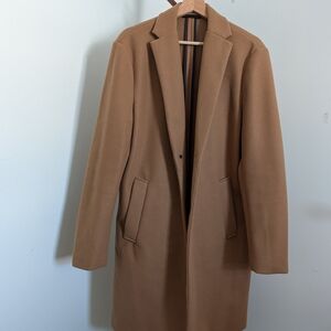 Zara Men's Camel Tailored Overcoat - Size Large